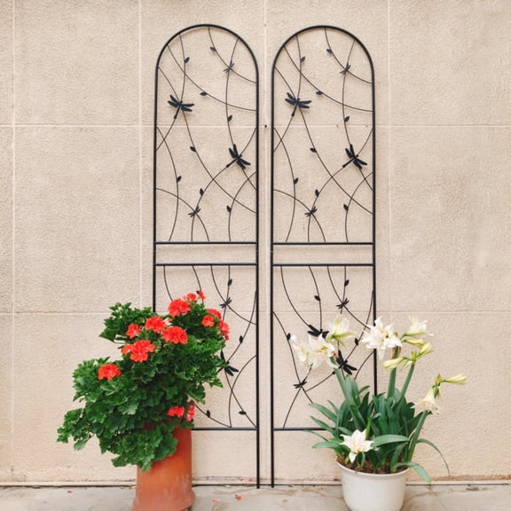 2 Pack Metal Garden Rustproof Trellis for Climbing Plants Outdoor Flower Support Dragoy Deco Black