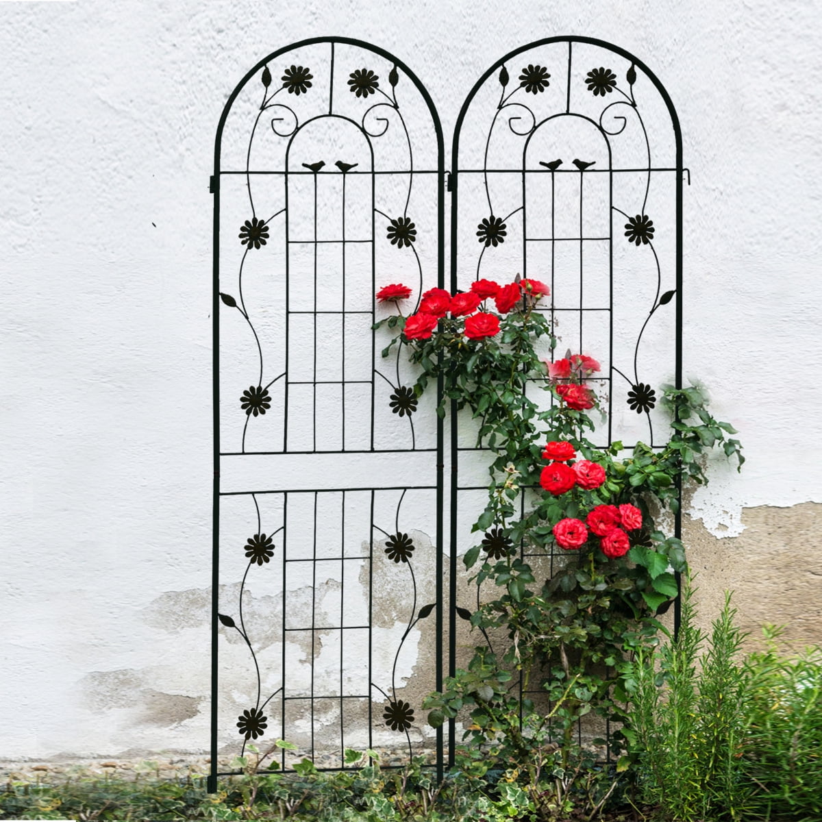 2 Pack Metal Garden Trellis 71 x 19.7 Rustproof Black Trellis for Climbing Plants Heavy Duty Outdoor Flower & Vine Support