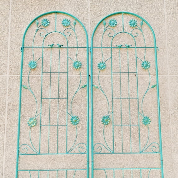 2 Pack Metal Garden Trellis 86.7" x 19.7" Rustproof Trellis for Climbing Plants Outdoor Flower Support Green