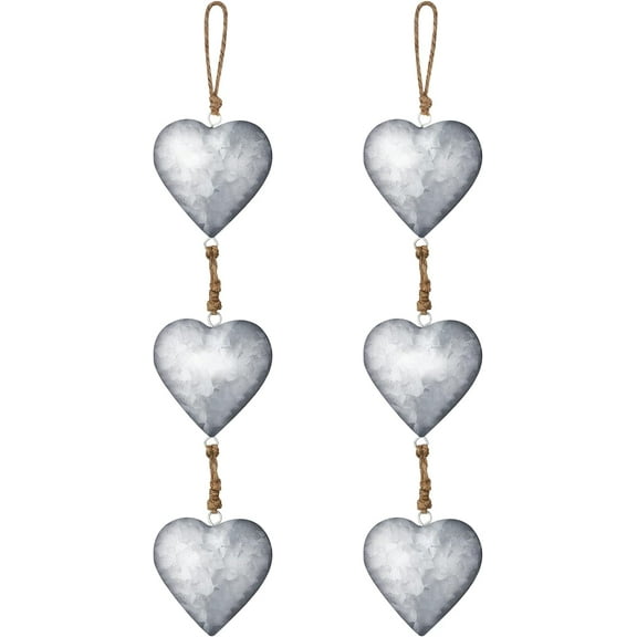 2 Pack Metal Heart Wall Decor Valentines Heart Decorations Galvanized Vintage Hearts Hanging Sign Rustic Country Love Wall Art for Couples Anniversary Gift Indoor Outdoor Home