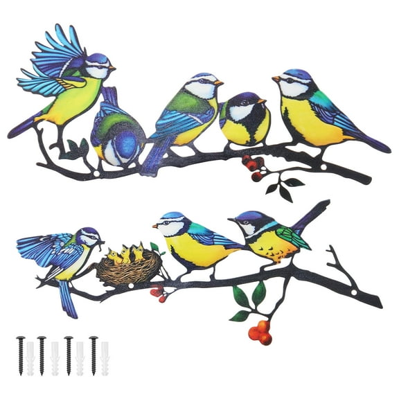 2 Pack Metal Hummingbird Wall Art Decor, 3D Colorful Birds Outdoor Wall Art Patio Fence Decorations, Wall Hanging Decor for Garden