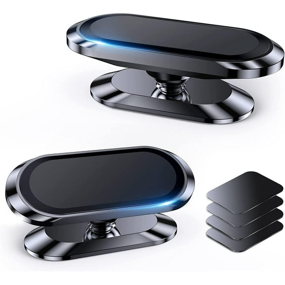 2-Pack Metal Magnetic Phone Holder for car, [ Super Strong Magnet ] [ 4 Metal Plate ] iPhone Magnetic car Mount for Cell Phone, [ 360 Rotation ] Universal Adhesive Truck Dashboard Car Mount Holder