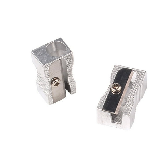 2 Pack Metal Pencil Sharpeners Handheld Metal Mini Sharpeners Manual Pencil Sharpeners with Single Hole Aluminum Alloy Sharpener for Standard Size(Silver)