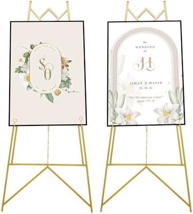 2 Pack Metal Portable Floor Easel Stand for Decorative Display Gold ...