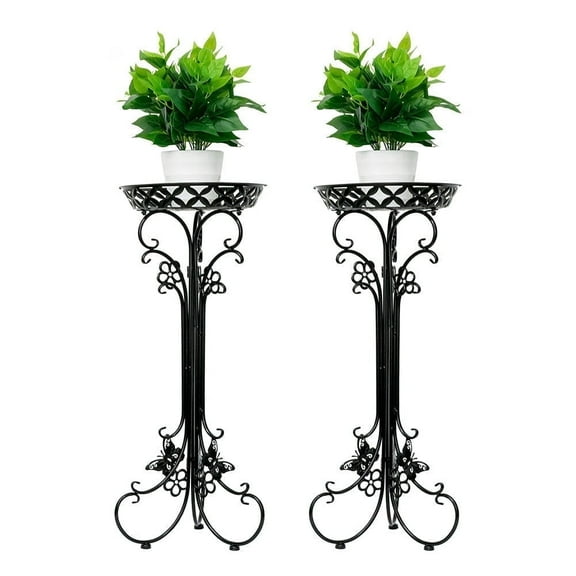 2 Pack Metal Potted Plant Stand Tall Flower Pot Stands Potted Holder Indoor Outdoor Decorative Plant Display Rack for Garden