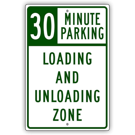 (2-Pack) Metal Tin Sign 30 Minute Parking Loading and Unloading Zone Notice Novelty Aluminum Metal Sign 8"x12"
