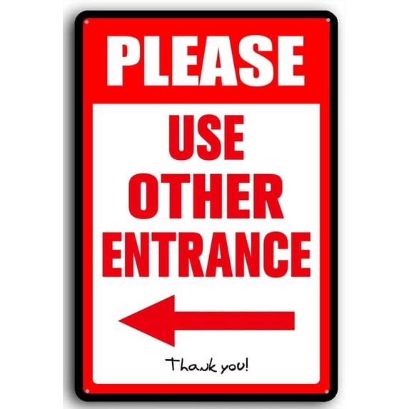 (2-Pack) Metal Tin Sign 8x12 Inch Aluminum Please Use Other Entrance Sign with Left Arrow Metal Sign for Enter Outdoor Business Office Use, Weather Resistant Long Lasting Ink