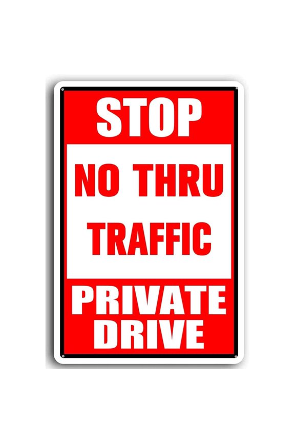 (2 Pack) Metal Tin Sign 8x12 Inch Stop No Thru Traffic Signs Private Drive Sign, Indoor/outdoor Use, Weather Resistant, Durable Ink