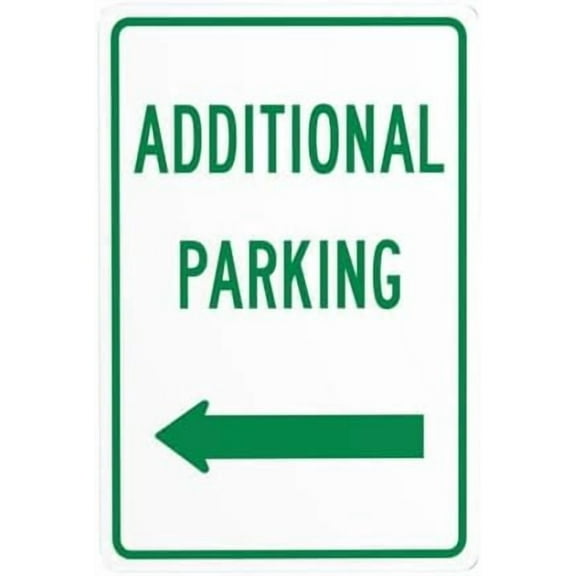 (2-Pack) Metal Tin Sign Additional Parking Sign With Left Arrow Cautions Sign, Parking Lot Warning Posted Signs, Perfect for Street Business and Home Wall 8 x 12 Inch