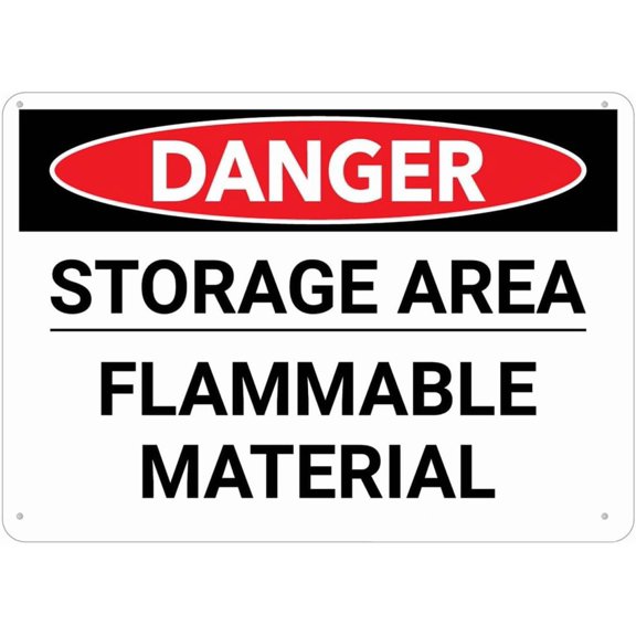 (2-Pack) Metal Tin Sign Aluminum Metal Sign Danger Flammable Storage Area 8"x12" Outdoor Business Use