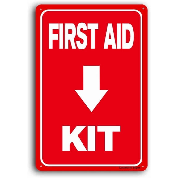 (2-Pack) Metal Tin Sign Aluminum Sign, First Aid Kit Sign, 8x12 Inch, Metal First Aid Kit Signs Safety Sign