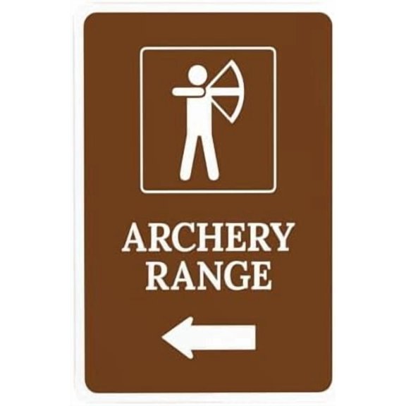 (2-Pack) Metal Tin Sign Archery Range With Left Arrow And Symbol Warning Sign, Guide Signs for Outdoor Indoor Road Yard Garage Home Business Street Wall Caution Custom Decor 8 x 12 Inch