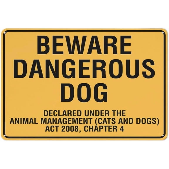 (2-Pack) Metal Tin Sign Beware Dangerous Dog Declared Under The Animal Management Sign Outdoor Sign - 12 X 8 Signs For Business, Workplace, Office, Home, Delivery Signs, Road Signs, Garden Signs