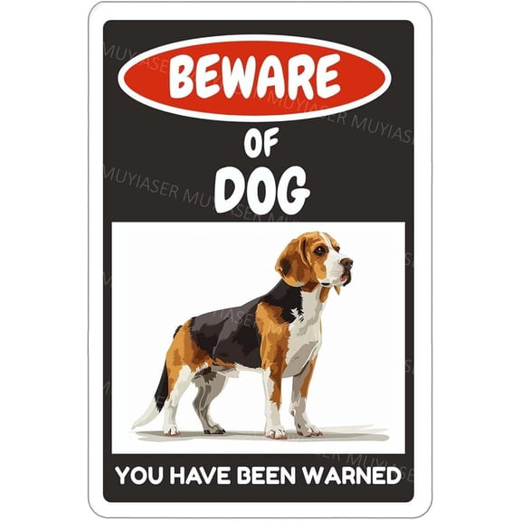 (2-Pack) Metal Tin Sign Beware Of Dog Sign Beagle You Have Been Warned Signs Door Sign Warning Sign For Fence Gate Yard Home Wall Decor 8x12 Inch