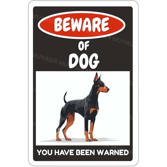 (2-Pack) Metal Tin Sign Beware Of Dog Sign Doberman You Have Been Warned Signs Door Sign Warning Sign For Fence Gate Yard Home Wall Decor 8x12 Inch