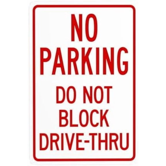 (2-Pack) Metal Tin Sign Do Not Block Drive-Thru Sign Metal Signs, Cautions Security Tin Sign, Parking Lot Safety Warning Posted Signs, Perfect for Street Business and Home Wall Decor 8 x 12 Inch