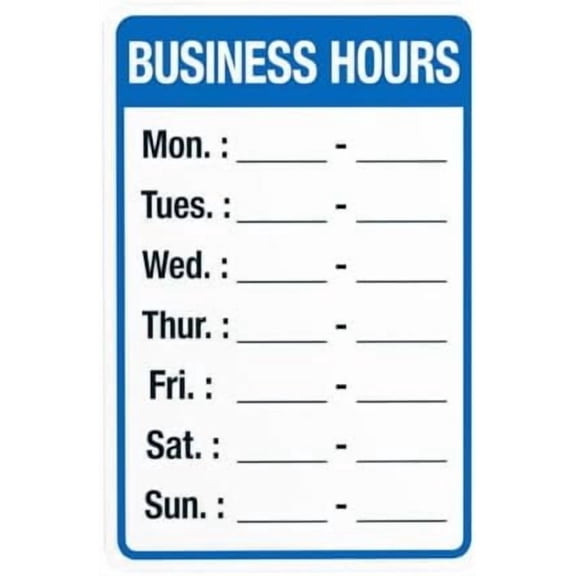 (2-Pack) Metal Tin Sign Business Hours Mon Tues Wed Thur Fri Sat Sun Warning Sign, Office Signs for Business Home Outdoor Indoor Road Yard Garage Street Wall Caution Custom Decor 8 x 12 Inch
