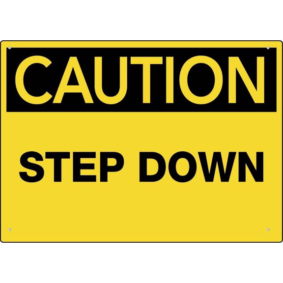 (2-Pack) Metal Tin Sign Caution Step Down Sign 8 X 12 Inches Rust Free - Uv Protected, Waterproof, Weatherproof And Fade Resistant