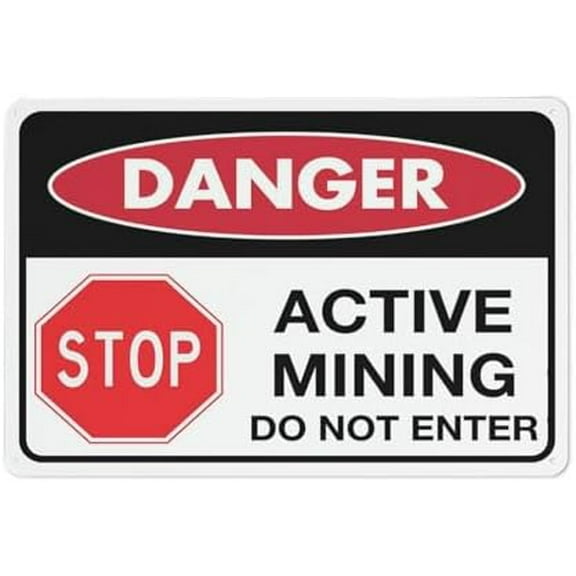 (2-Pack) Metal Tin Sign Danger Active Mining Do Not Enter Sign Signs 12X8 Inch Rust Free,Uv Ink Printing,Durable Outdoor For Home
