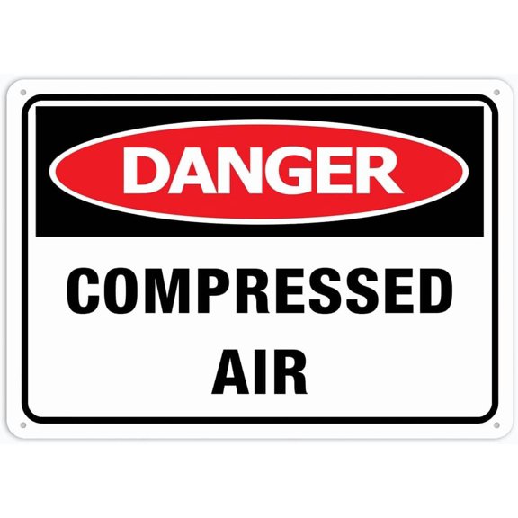 (2-Pack) Metal Tin Sign Danger Compressed Air Signs Outdoor, Uv Printed 12 X 8 In, Weatherproof And Security Signs