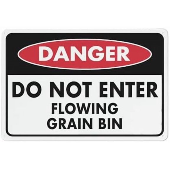 (2-Pack) Metal Tin Sign Danger Do Not Enter Flowing Grain Bin Sign 8 X 12 Inches Rust Free - Uv Protected,Weatherproof And Fade Resistant
