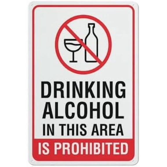 (2-Pack) Metal Tin Sign Drinking In This Area Is Prohibited Sign 12X8 Signs Pre-Drilled Holes For Easy Mounting Indoor Or Outdoor Use For Fence Door Or Gate