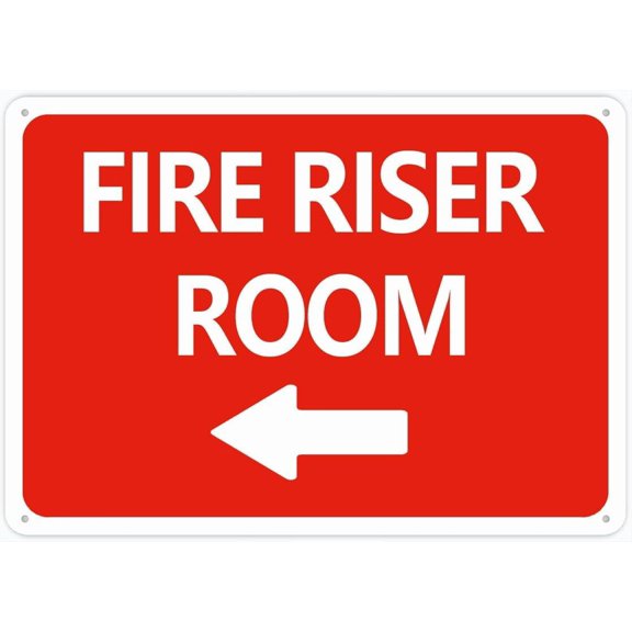 (2-Pack) Metal Tin Sign Fire Riser Room Left Arrow 12 X 8 Inch Rustproof Multicolor