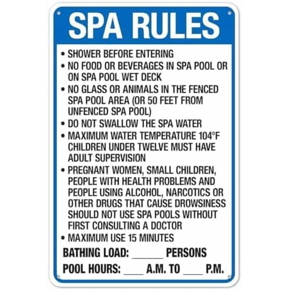 (2-Pack) Metal Tin Sign Florida Spa Rules Sign,Complies with State of Florida Pool Safety Code Pool Safety Signs Sign 8x12 Inch Clear Warning for Home & Busines