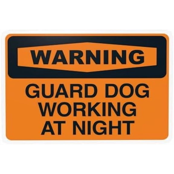 (2-Pack) Metal Tin Sign Guard Dog Working At Night Warning Sign, Beware Of Dog Security Signs for Home Business Outdoor Indoor Road Yard Garage Street Wall Safety Caution Custom Decor 12 x 8 Inch