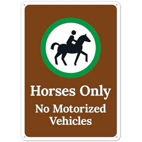 (2-Pack) Metal Tin Sign Horses Only No Motorized Vehicles Sign, Campground NO.20293 Sign 8x12 Inch - Clear Warning for Home & Business Use