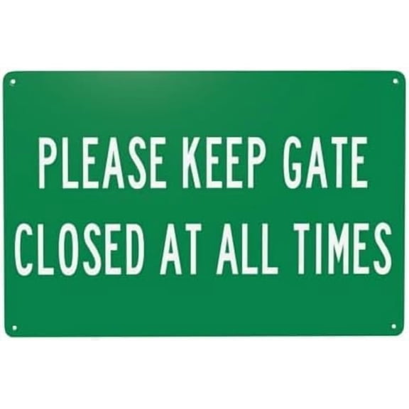 (2-Pack) Metal Tin Sign Keep Gate Closed Sign, Keep Gate Closed At All Times Warning Sign, Gate Signs for Home Business Outdoor Indoor Road Garage Street Wall Caution Custom Decor 12 x 8 Inch