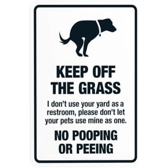 (2-Pack) Metal Tin Sign Keep Off Grass No Dog Pooping Or Peeing I Don't Your Yard As Restroom Please Warning Sign, No Dog Poop Security Metal Signs for Busines Home Wall Caution Decor 8 x 12 Inch