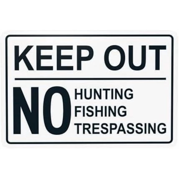 (2-Pack) Metal Tin Sign Keep Out, No Hunting Fishing Trespassing Warning Sign, Signs for Home Business Road Yard Garage Street Wall Decor 12 x 8 Inch For Home Wall Art Decor Metal Tin Sign