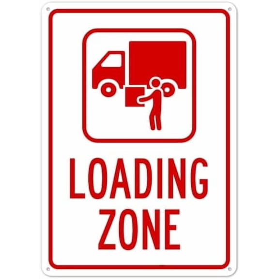 (2-Pack) Metal Tin Sign Loading Zone With Graphic Sign Parking Signs NO.29146 Sign 8x12 Inch - Clear Warning for Home & Business Use