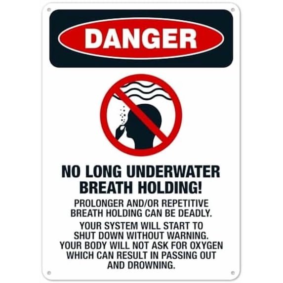(2-Pack) Metal Tin Sign No Long Underwater Breath Holding Can Result in Passing Out and Drowning Sign Pool Signs Metal Sign NO.2509 Metal Tin Sign 8x12 Inch - Clear Warning for Home & Business Use