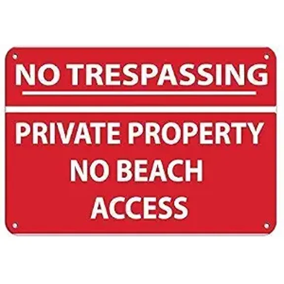 (2-Pack) Metal Tin Sign Metal Sign Aluminum Sign No Trespassing Private Property No Beach Access Sign for Outdoor & Indoor 8"x12"