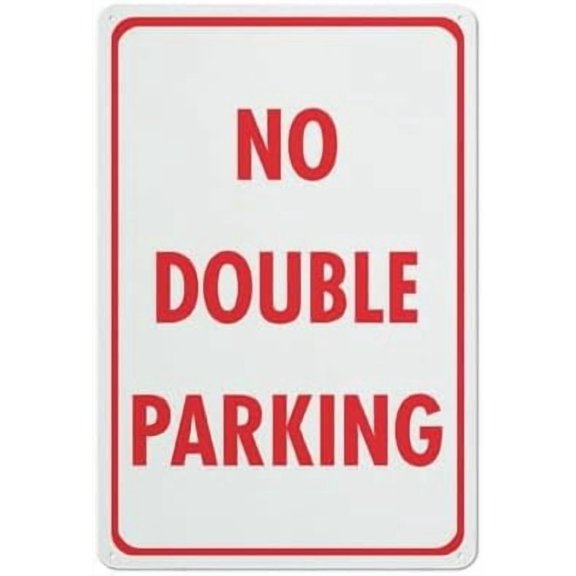 (2-Pack) Metal Tin Sign No Double Parking Sign 8X12 Inch Rust Free Easy To Read & Sturdy Keep Out Outdoor Signs For Home Farm Yard