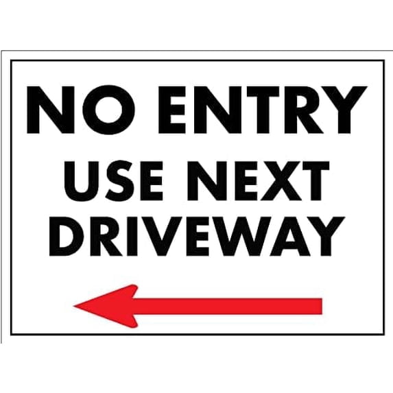 (2-Pack) Metal Tin Sign No Entry Use Next Driveway (Arrow Left) Sign Metal Tin Sign 8x12 Inches