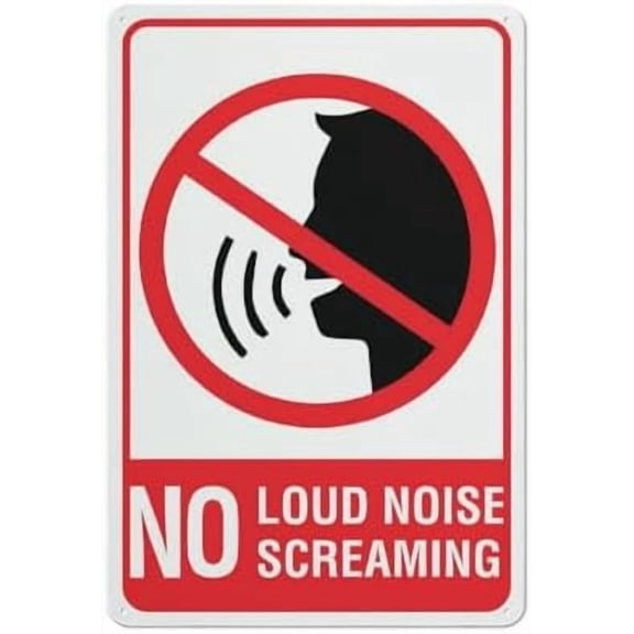(2-Pack) Metal Tin Sign No Loud Noise No Screaming Sign 12 X 8 Inch Rustproof Multicolor