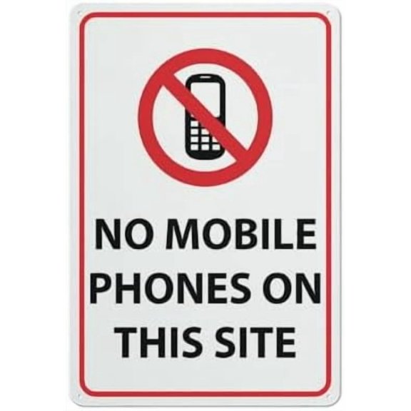 (2-Pack) Metal Tin Sign No Mobile Phones On This Site Sign 12X8 Inch Uv Ink Printed For House And Business