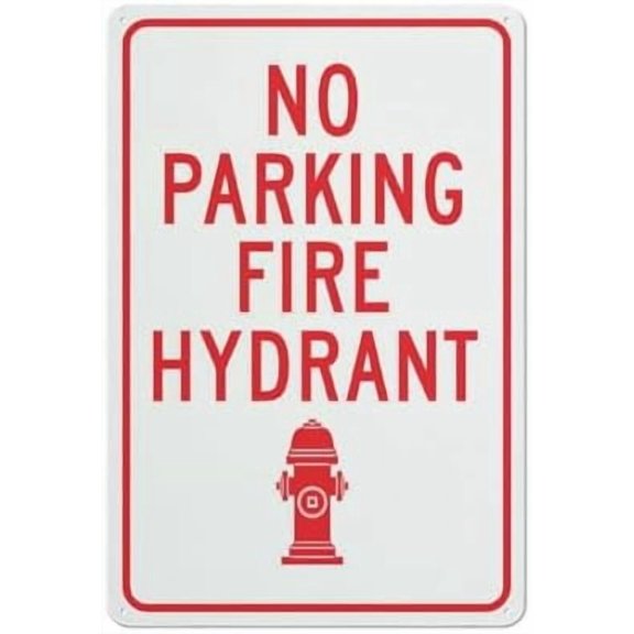 (2-Pack) Metal Tin Sign No Parking Fire Hydrant Sign For Business 8""X12""