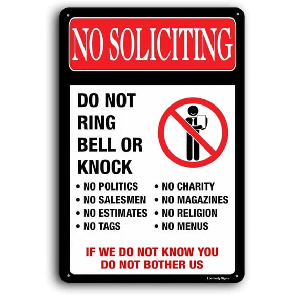 (2-Pack) Metal Tin Sign No Soliciting Sign Private Property Don't Knock Sign, 8x12 Inch,No Soliciting Sign for House Door Yard