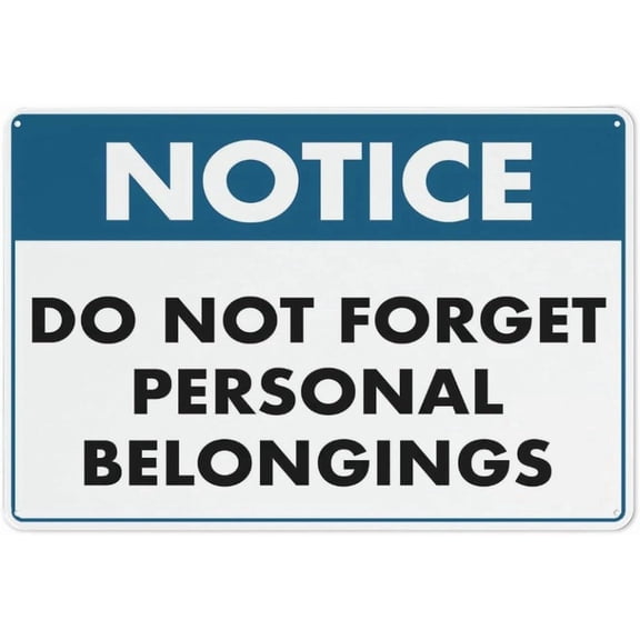 (2-Pack) Metal Tin Sign Notice Do Not Forget Personal Belongings Sign For Business 8"X12",4 Pre-Drilled Holes.Durable/Weatherproof