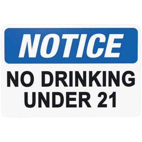 (2-Pack) Metal Tin Sign Notice No Drinking Under 21 Warning Sign, Signs for Home Business Outdoor Indoor Road Yard Garage Street Wall Caution Custom Decor 12 x 8 Inch
