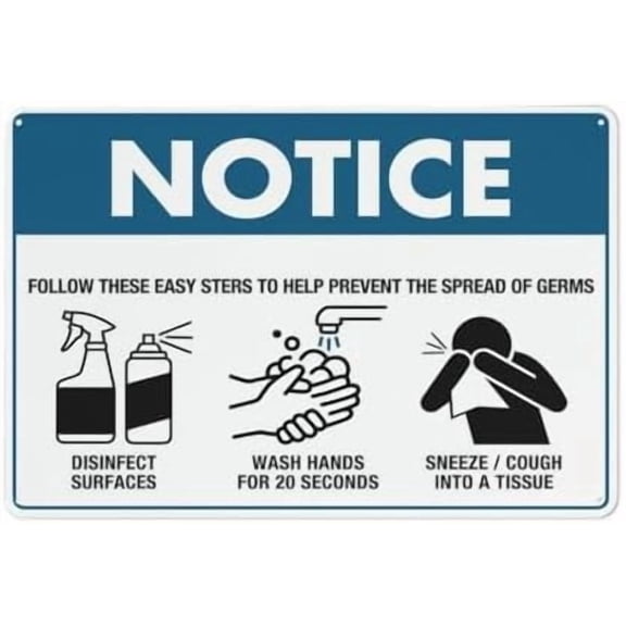 (2-Pack) Metal Tin Sign Notice Sign Follow These Easy Steps To Help Prevent Sign 12X8 Signs Pre-Drilled Holes For Easy Mounting Indoor Or Outdoor Use For Fence Door Or Gate
