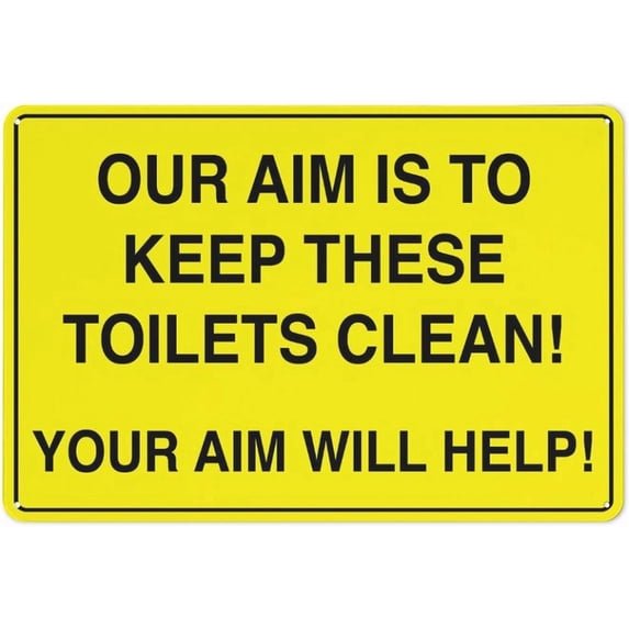 (2-Pack) Metal Tin Sign Our Aim Is To Keep These Toilets Clean Sign 12X8 Inch Tin Sign Great For Garden And Yard Wall Decor