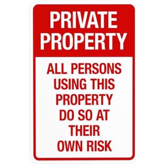 (2-Pack) Metal Tin Sign All Persons Using This Property Do So At Their Own Risk Warning Sign, Private Property Metal Signs for Business Home Garage Street Wall Caution Custom Decor 8 x 12 Inch