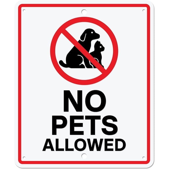 (2-Pack) Metal Tin Sign No Pets Allowed Aluminum Metal Sign | No Dogs, Cats, Animals Allowed Inside Business Sign | Large Weatherproof Wall Mount Outdoor, 8 x 12 inch