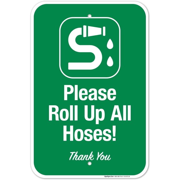 (2-Pack) Metal Tin Sign Please Roll Up All Hoses Sign,Fire Safety Signs Metal Sign 12"x8"