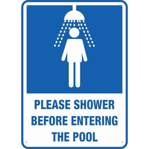 (2-Pack) Metal Tin Sign Please Shower Before Entering The Pool Sign For Business 8"X12"